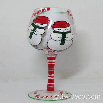 Χειροποίητα ζωγραφισμένα σε χριστουγεννιάτικη σειρά κόκκινα γυαλιά κρασιού